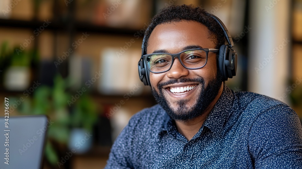smiling agent with headset on smiling agent with headset on