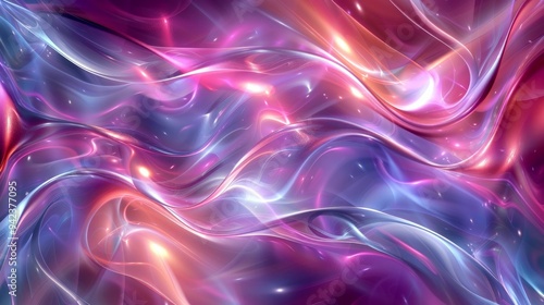 Abstract Digital Art With Wavy Lines and Glowing Light Effects