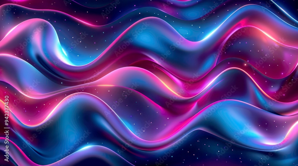 Abstract Wavy Pattern with Blue and Pink Gradient and Scattered Lights Abstract Wavy Pattern with Blue and Pink Gradient and Scattered Lights