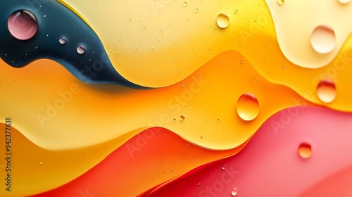 Abstract Liquid Art Background, Yellow, Red, and Blue