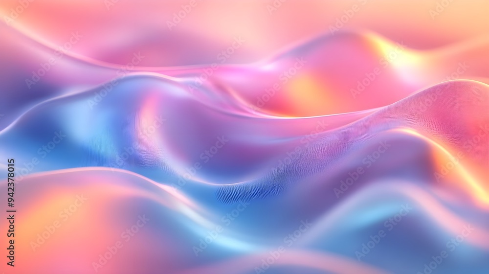 Obraz premium Abstract Pink Blue Gradient Background, 3D Wave Texture