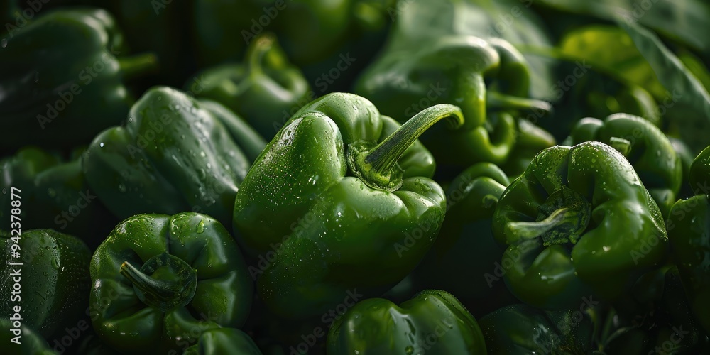 Unripe spicy green peppers harvested early