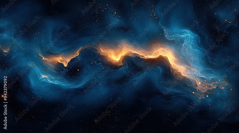 Swirling patterns in blue and black create an abstract design. Swirling patterns in blue and black create an abstract design.