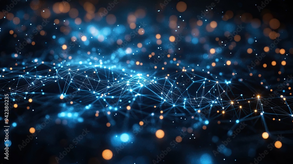 Fototapeta premium Cyber cells and quantum networks populate this interconnected tech abstract.