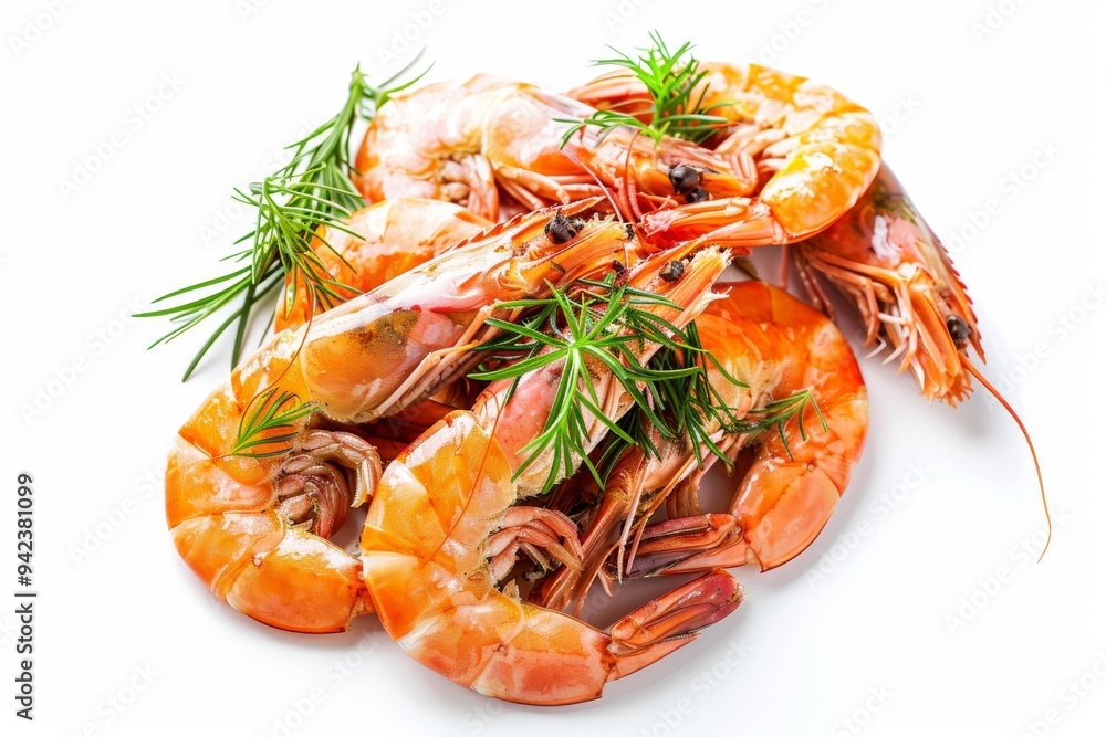 Freshly cooked shrimp garnished with herbs ideal for a vibrant seafood platter or a culinary feast. Generative AI Freshly cooked shrimp garnished with herbs ideal for a vibrant seafood platter or a culinary feast. Generative AI