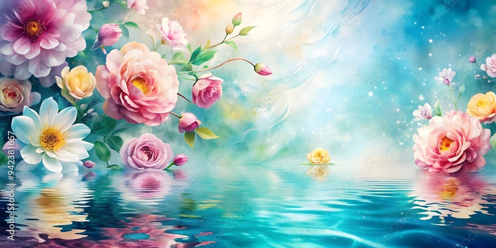 Obraz premium colorful flower motif on water surface for design purposes