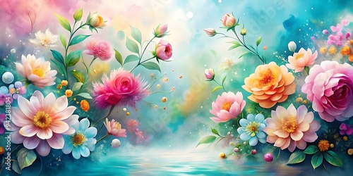 lively and bright floral design on tranquil water