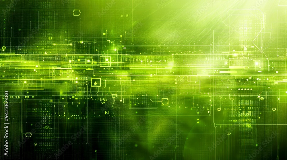 Abstract Digital Green Circuit Board Background Abstract Digital Green Circuit Board Background