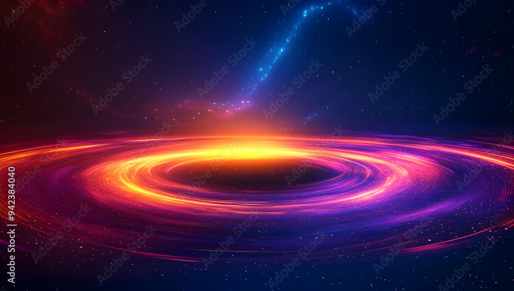 A stunning cosmic scene featuring a vibrant black hole surrounded by colorful space elements, evoking mystery and wonder. A stunning cosmic scene featuring a vibrant black hole surrounded by colorful space elements, evoking mystery and wonder.