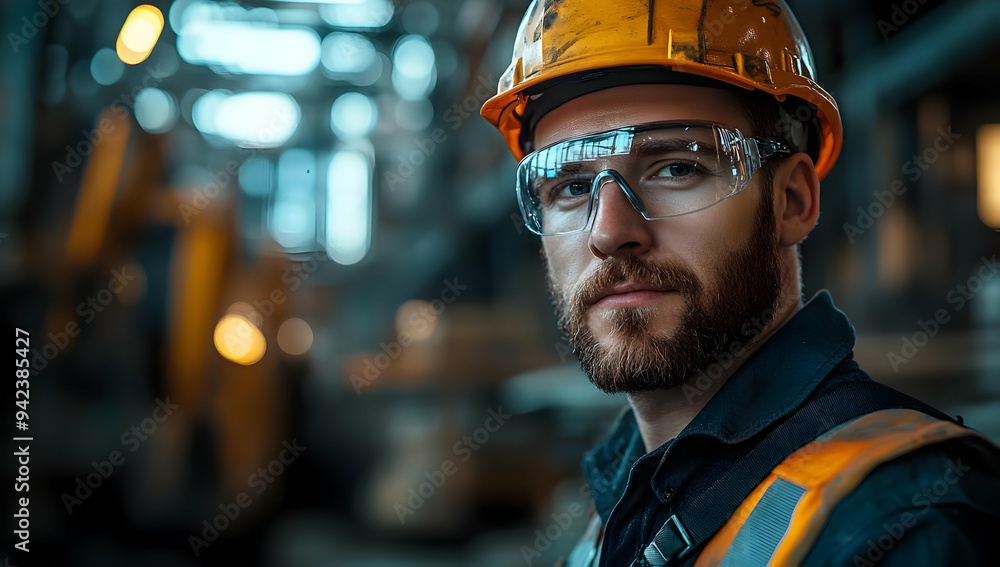 © sornram - Confident male construction worker wearing a hard hat and safety glasses, ready for a challenging day at the job site. © sornram - Confident male construction worker wearing a hard hat and safety glasses, ready for a challenging day at the job site.
