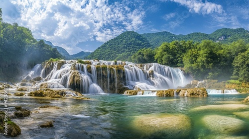 panoramic waterfall Beautiful