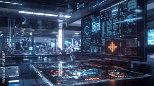 Quantum Computer innovative technology in a Futuristic Lab