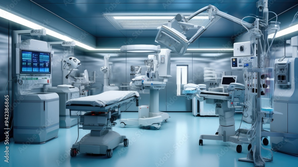 Sterile operating room with advanced robotic surgery tools Sterile operating room with advanced robotic surgery tools