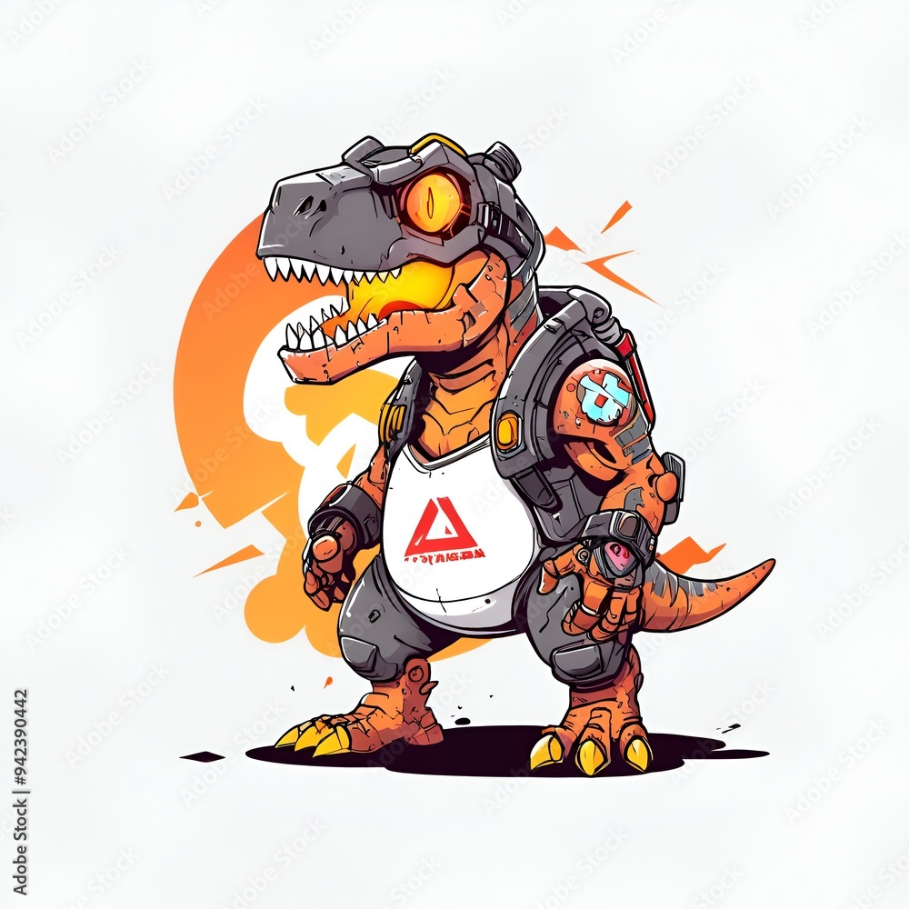 Cyberpunk Dinosaur Illustration Cyberpunk Dinosaur Illustration