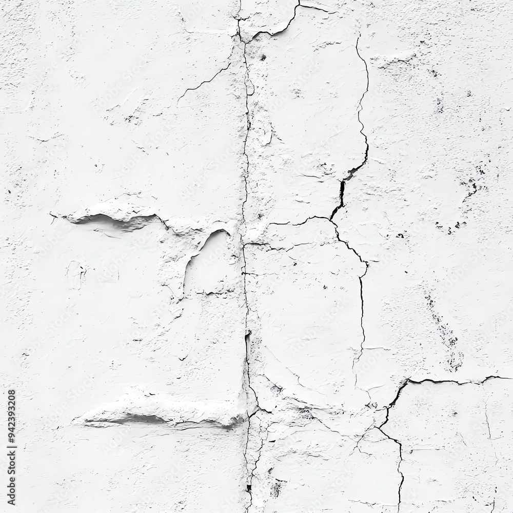 A white wall with many cracks and fissures.
A white wall with many cracks and fissures.