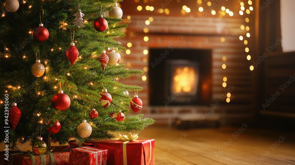Christmas Tree with Decorations. Copy Space Christmas Tree with Decorations. Copy Space