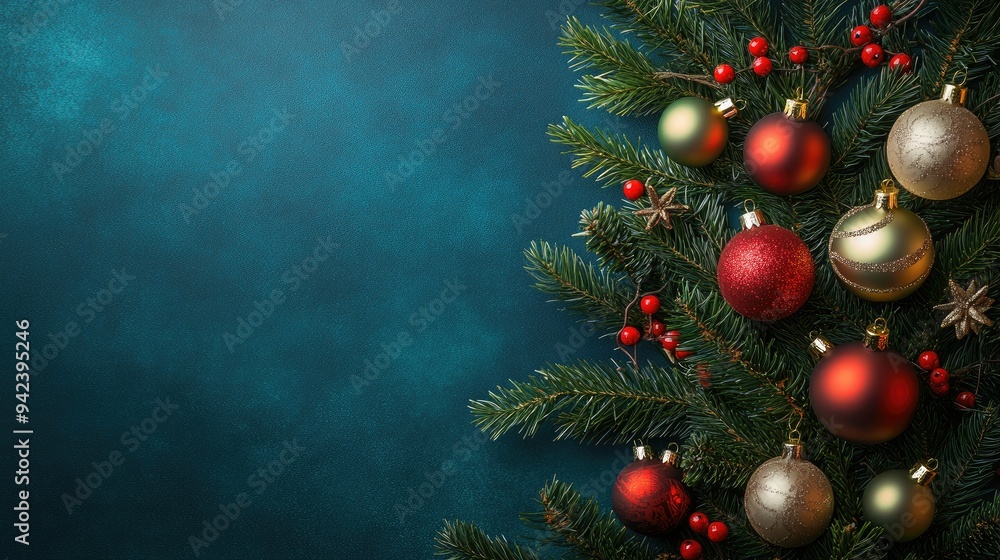 Christmas Tree with Decorations. Copy Space Christmas Tree with Decorations. Copy Space
