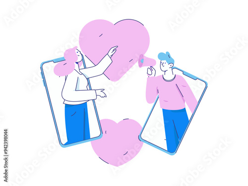 Happy Valentine's Day flat character vector concept business hand drawn illustration
