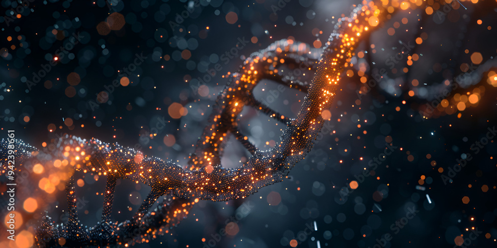 Glowing DNA Strand, Illuminated Genetic Code Glowing DNA Strand, Illuminated Genetic Code