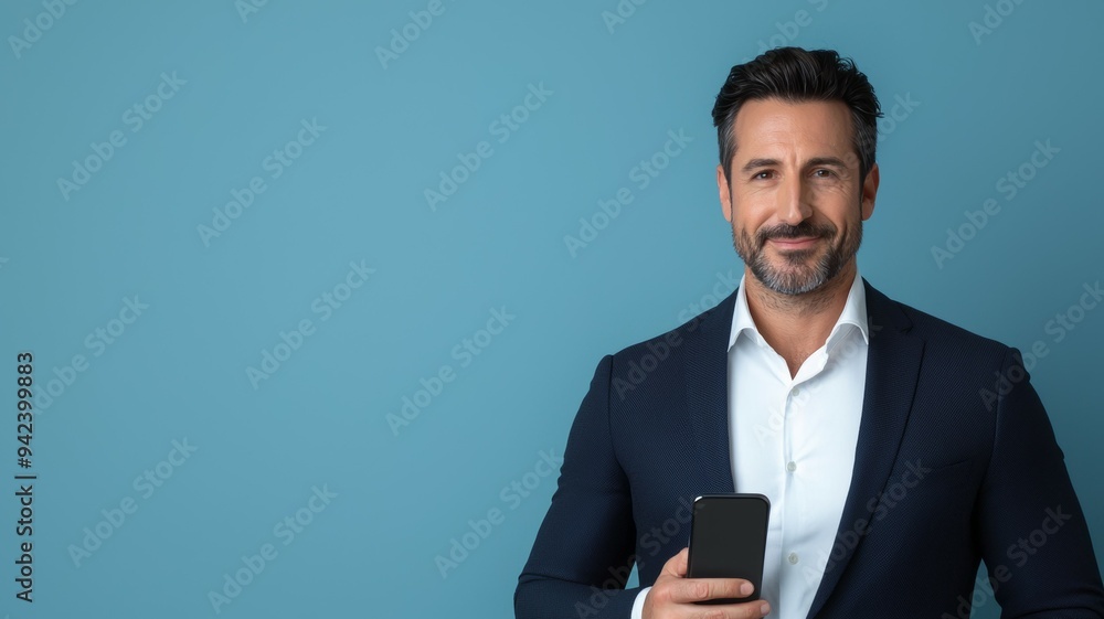 A man in a suit holding a cell phone A man in a suit holding a cell phone