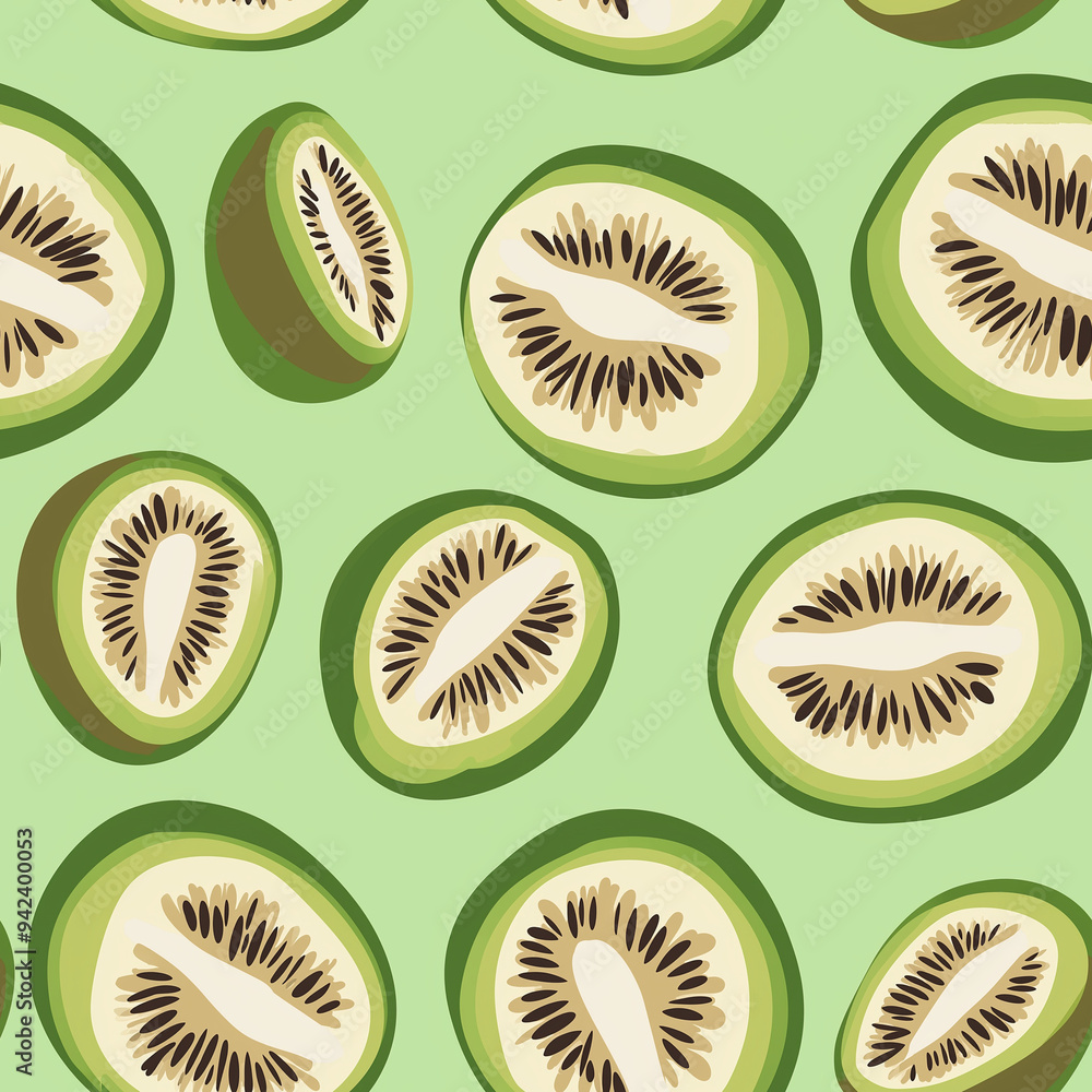 Flat design kiwi fruit seamless pattern Flat design kiwi fruit seamless pattern