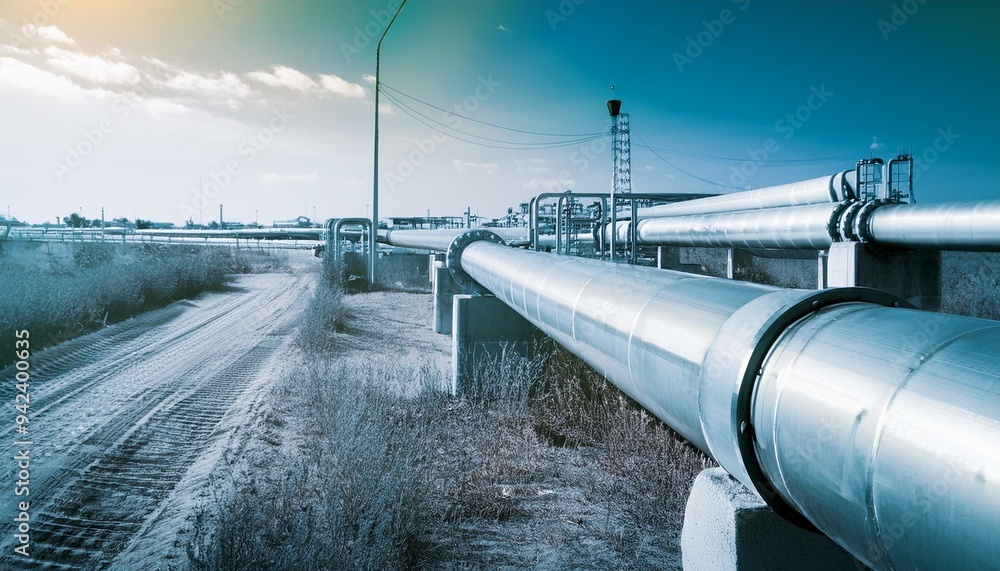 Naklejka premium 석유 및 가스운송 파이프라인