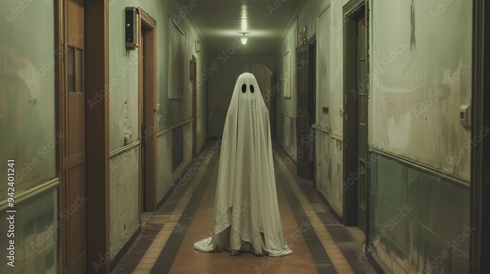 Ghostly Figure in a Desolate Hallway Ghostly Figure in a Desolate Hallway