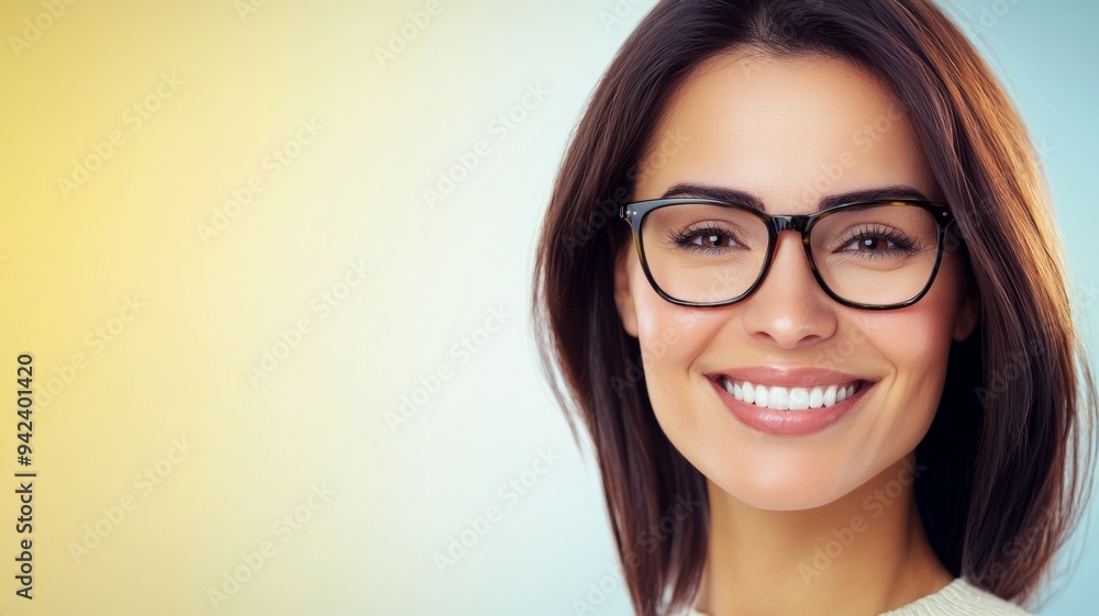 A woman with glasses is smiling and looking at the camera A woman with glasses is smiling and looking at the camera