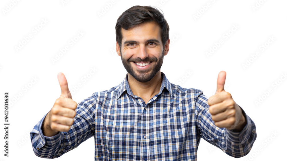 Smiling man giving a thumbs up, expressing positivity and approval Smiling man giving a thumbs up, expressing positivity and approval