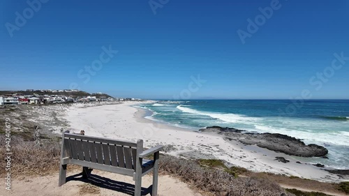 Yzerfontein Western Cape South Africa, 27.03.2024. Video. Clifftop view of the tidal waves and rocky beach area at Yzerfontein  on the west coast of South Africa. photo