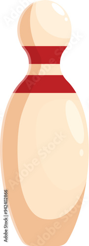 Classic bowling pin, with its distinctive red stripes, ready to be knocked down for a strike