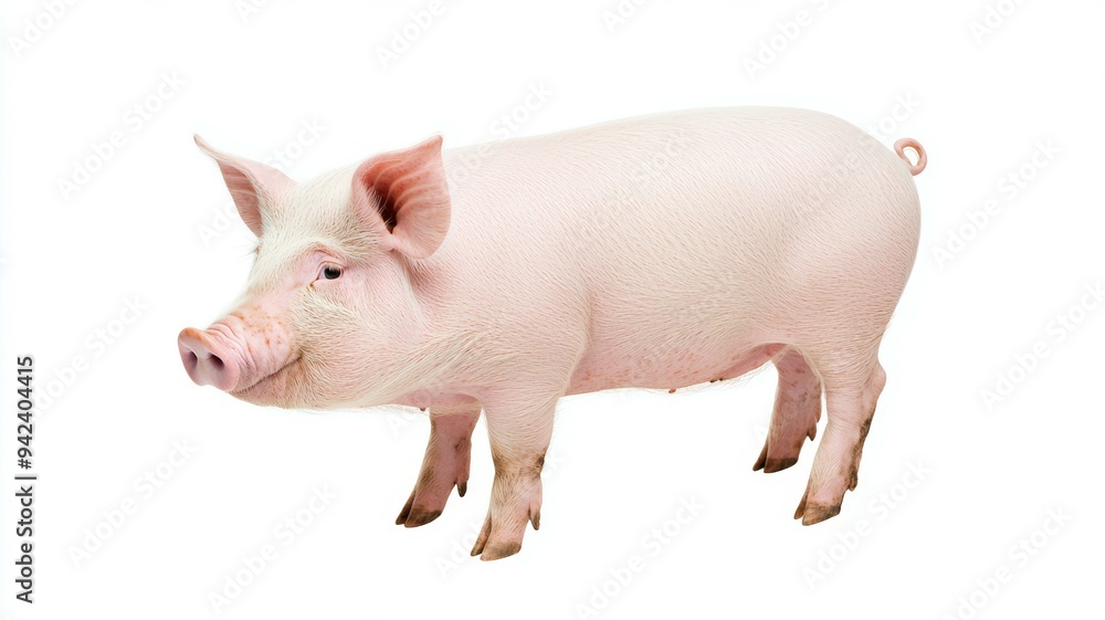 A pig is standing on a white background A pig is standing on a white background