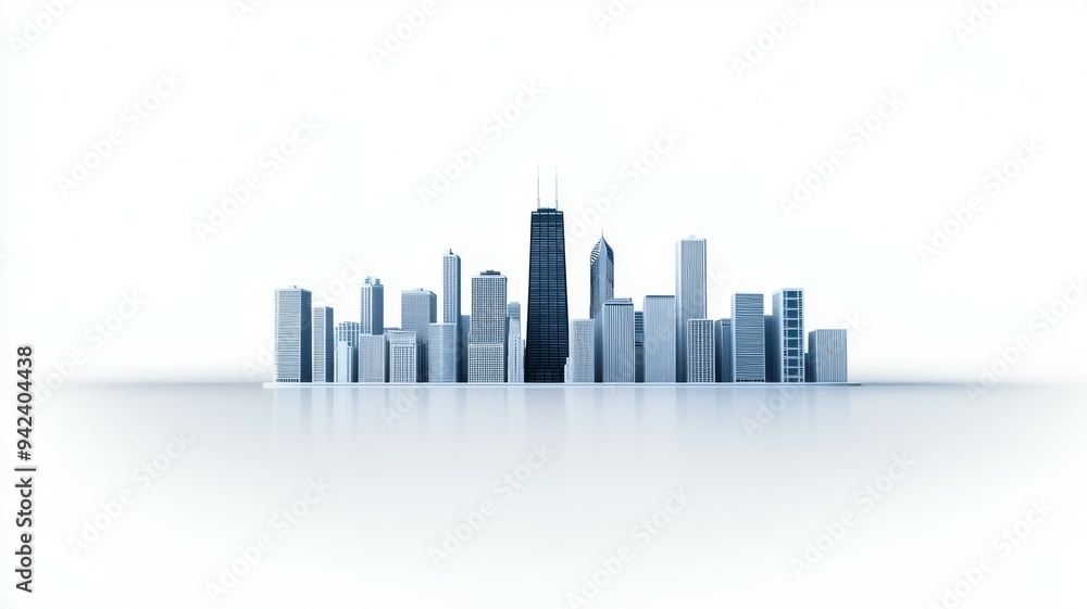 A city skyline with a large building in the middle A city skyline with a large building in the middle