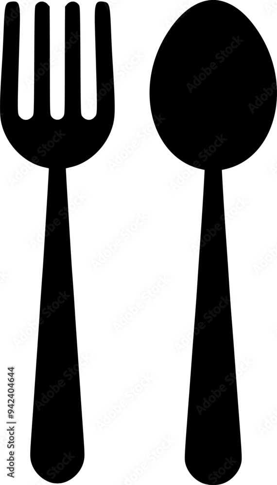 Spoon and fork silhouette, minimalist and simple Spoon and fork silhouette, minimalist and simple