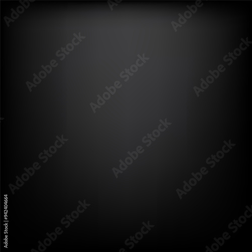 Dark gradient background. Subtle light at top. Smooth transition effect. Vector backdrop.