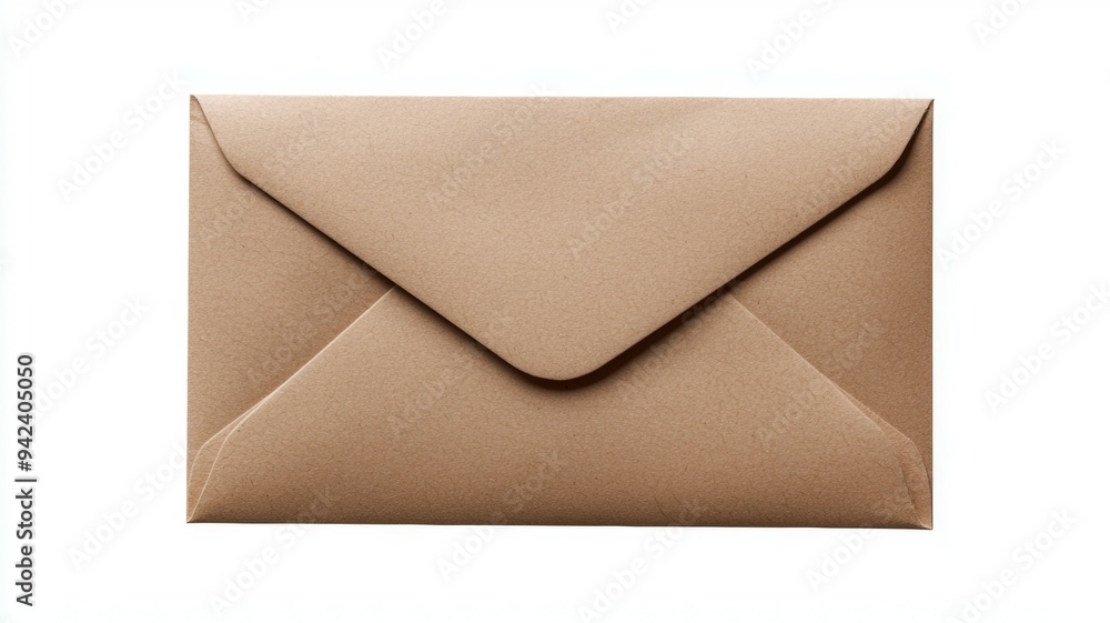 A brown envelope with a white background A brown envelope with a white background