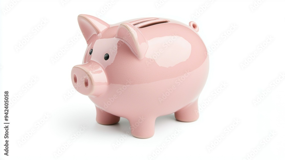 A pink piggy bank with a pig on it A pink piggy bank with a pig on it