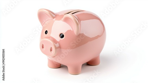 A pink piggy bank with a coin slot