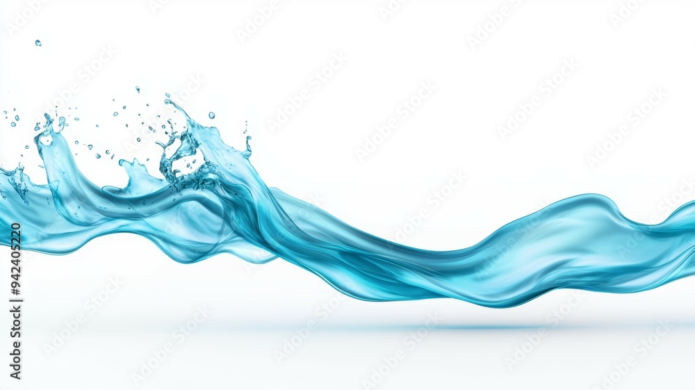 A blue wave is shown on a white background A blue wave is shown on a white background