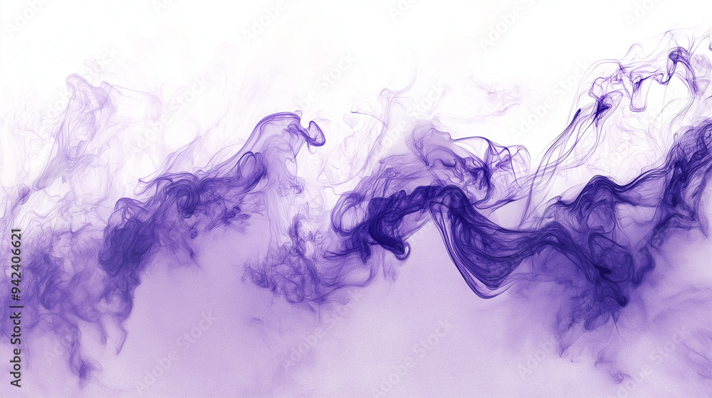 Obraz premium abstract lilac and periwinkle ink storm artwork, on a pale buttercream background