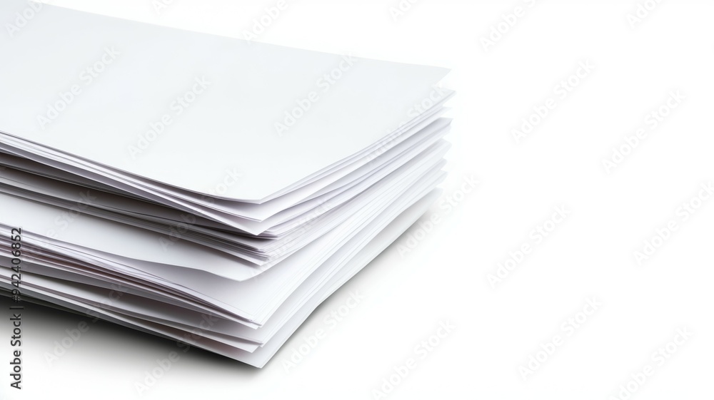A stack of white papers on a white background A stack of white papers on a white background