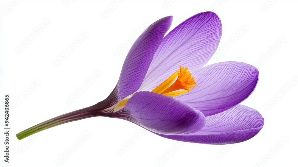 A purple flower with an orange center A purple flower with an orange center