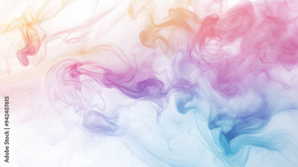 abstract pastel rainbow: soft pink, lavender, mint, and pale yellow ink storm artwork, on a cloud white background abstract pastel rainbow: soft pink, lavender, mint, and pale yellow ink storm artwork, on a cloud white background