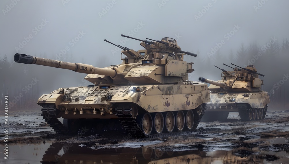 Gustav tank, similar to the Gwotk Modern howitzers in beige color with black wheels and turrets Gustav tank, similar to the Gwotk Modern howitzers in beige color with black wheels and turrets