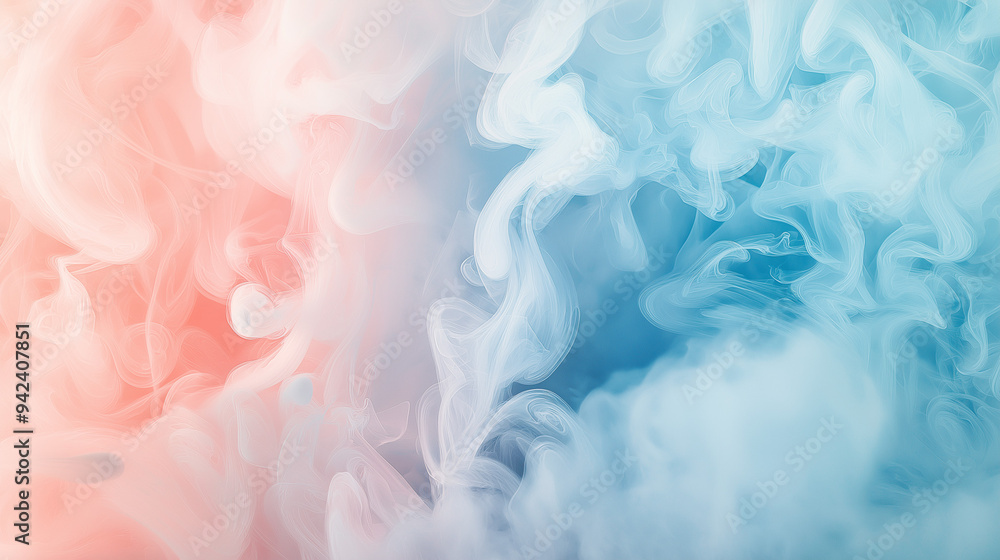 abstract powder blue and blush pink ink storm artwork, on a creamy ivory background abstract powder blue and blush pink ink storm artwork, on a creamy ivory background