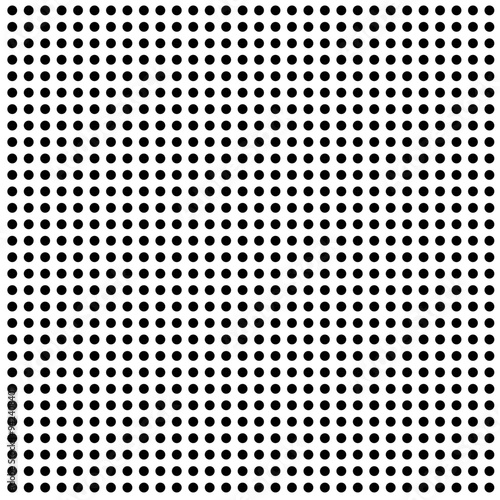 Polka dot pattern. Black circular dots. Repetitive geometric grid. Minimalist abstract background.