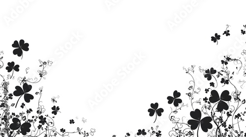 Black Clover Floral Design: A minimalist and elegant design featuring delicate black clover blossoms and vines on a crisp white background, perfect for creating a subtle yet sophisticated touch.  
