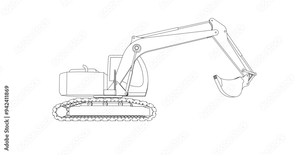 Obraz premium Excavator; Construction equipment illustration; Earth Moving Vehicle; Crawler illustration; Front End Loader