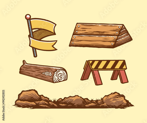 Illustration Set Obstacle Course Stock Vector photo