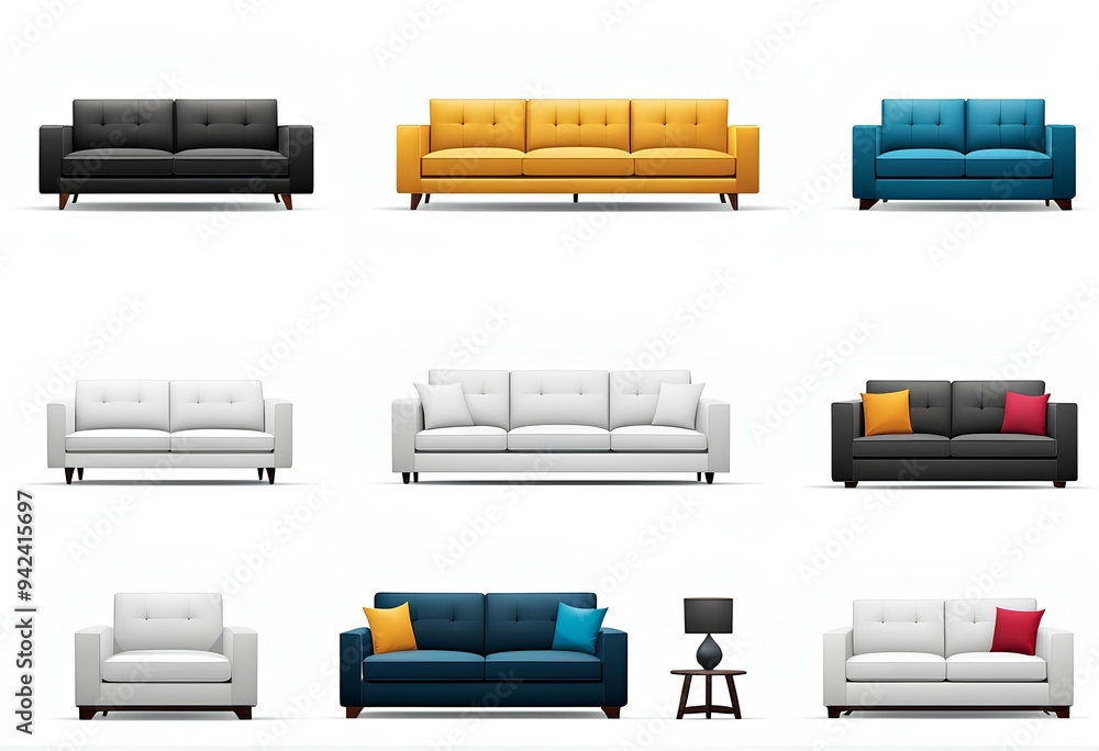 A simple sofa icon or emoticon set A simple sofa icon or emoticon set